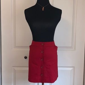 Red button down skirt with pockets